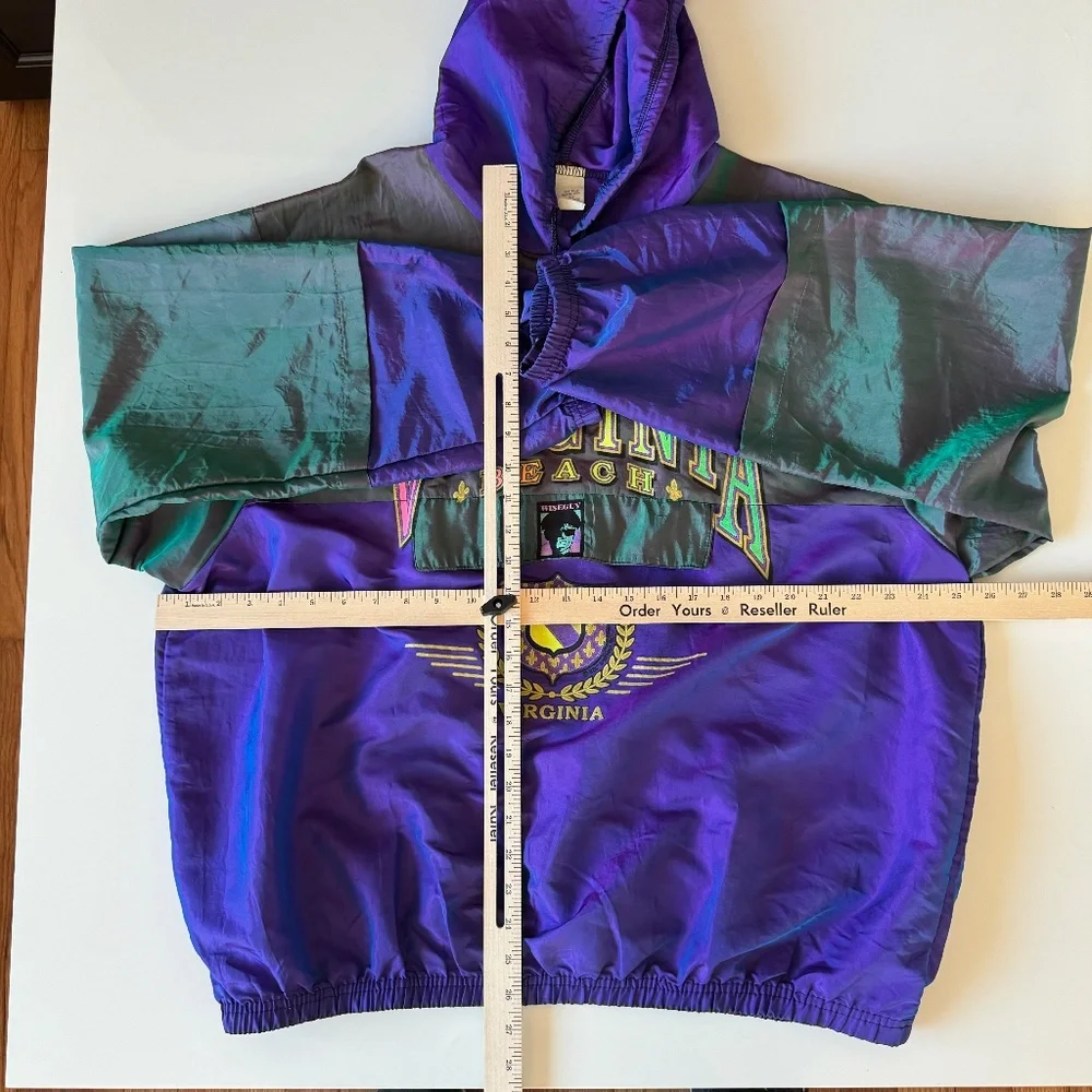 Vintage 90s Virginia Beach Windbreaker Jacket Mens OS Iridescent USA Wise Guy